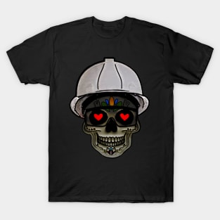 Hard Hat Heart Eyes Skull T-Shirt